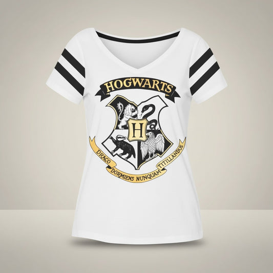 Samarreta Dona Harry Potter Escut Hogwars Logo Daurat 100% Cotó - regal per a dona