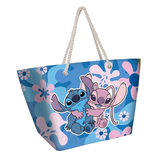 Increíble Bolsa Playa Hug Stitch Disney - Espaciosa 37x52x17cm