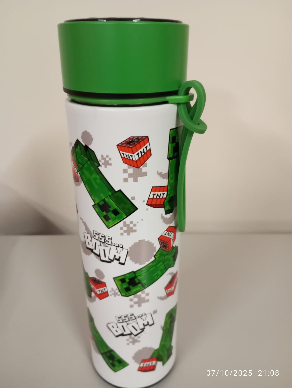 🎮 TERMO MINECRAFT ORIGINAL 450ml + Termómetro ⚡ ¡Perfecto para Pequeños Gamers! Mantiene Frío Todo el Día