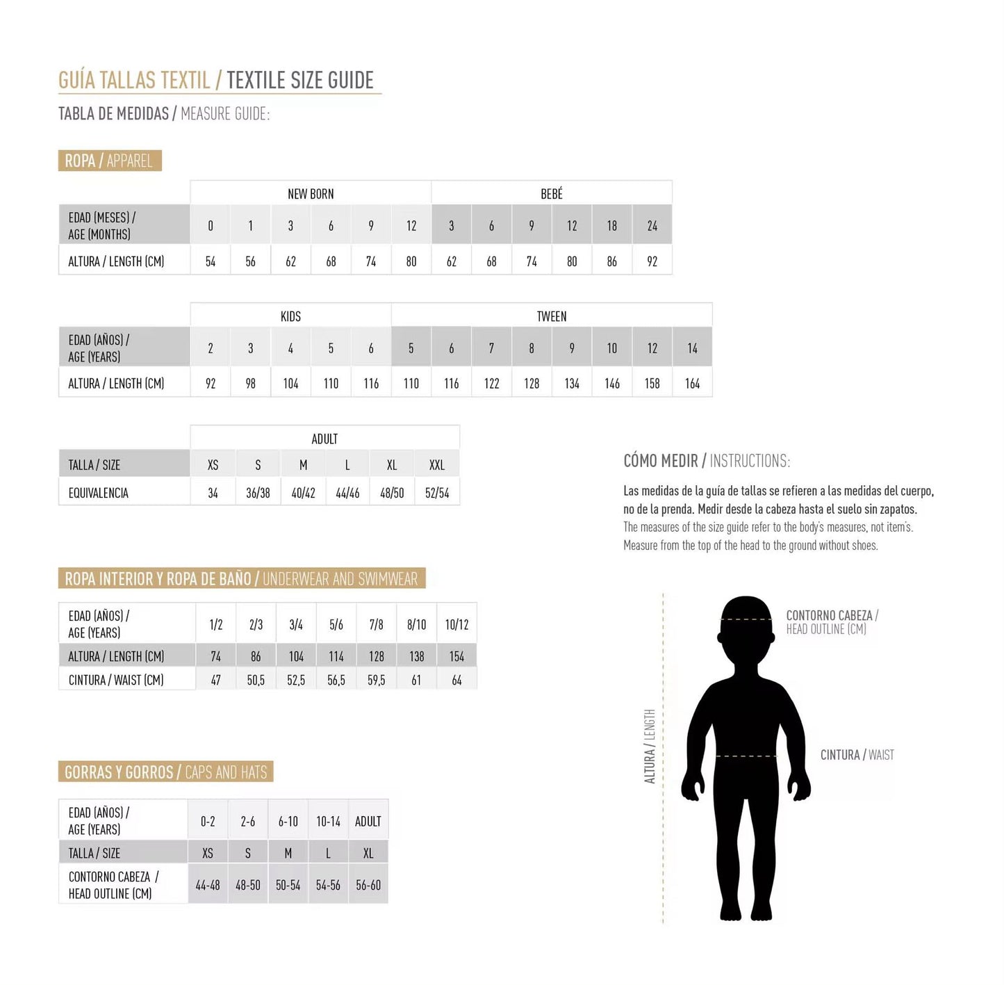 tallas niños