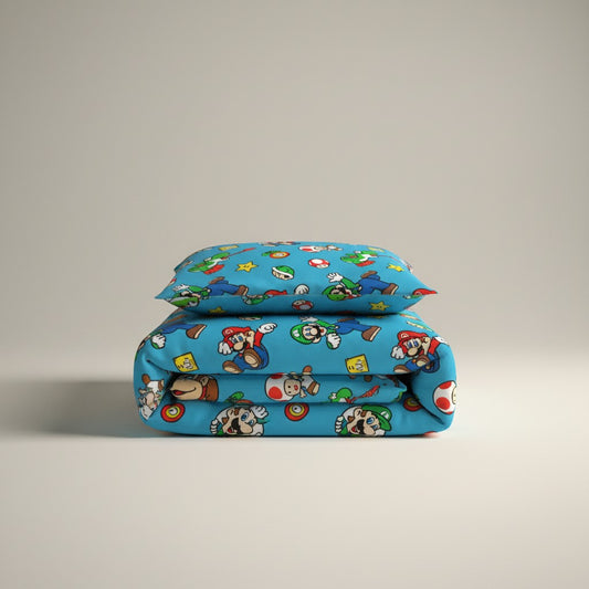 Juego de sábanas Super Mario Bros cama 90 – Algodón suave infantil