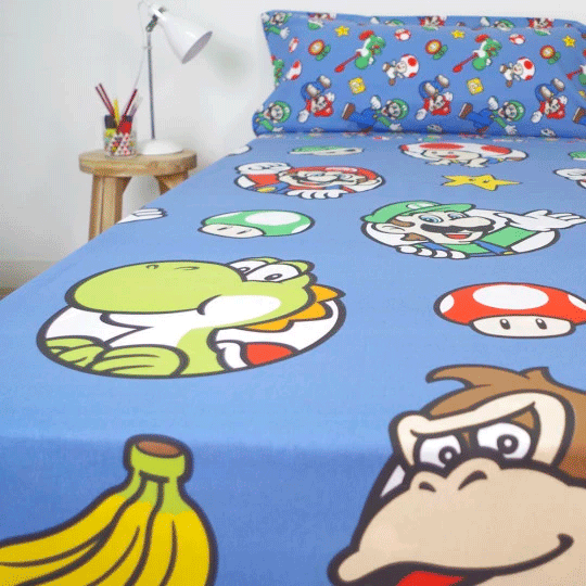 Juego de sábanas Super Mario Bros cama 90 – Algodón suave infantil