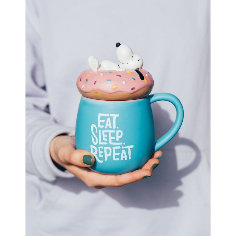 Taza 3D Eat Sleep Repeat Snoopy 500 ml con Tapa | Diseño Original