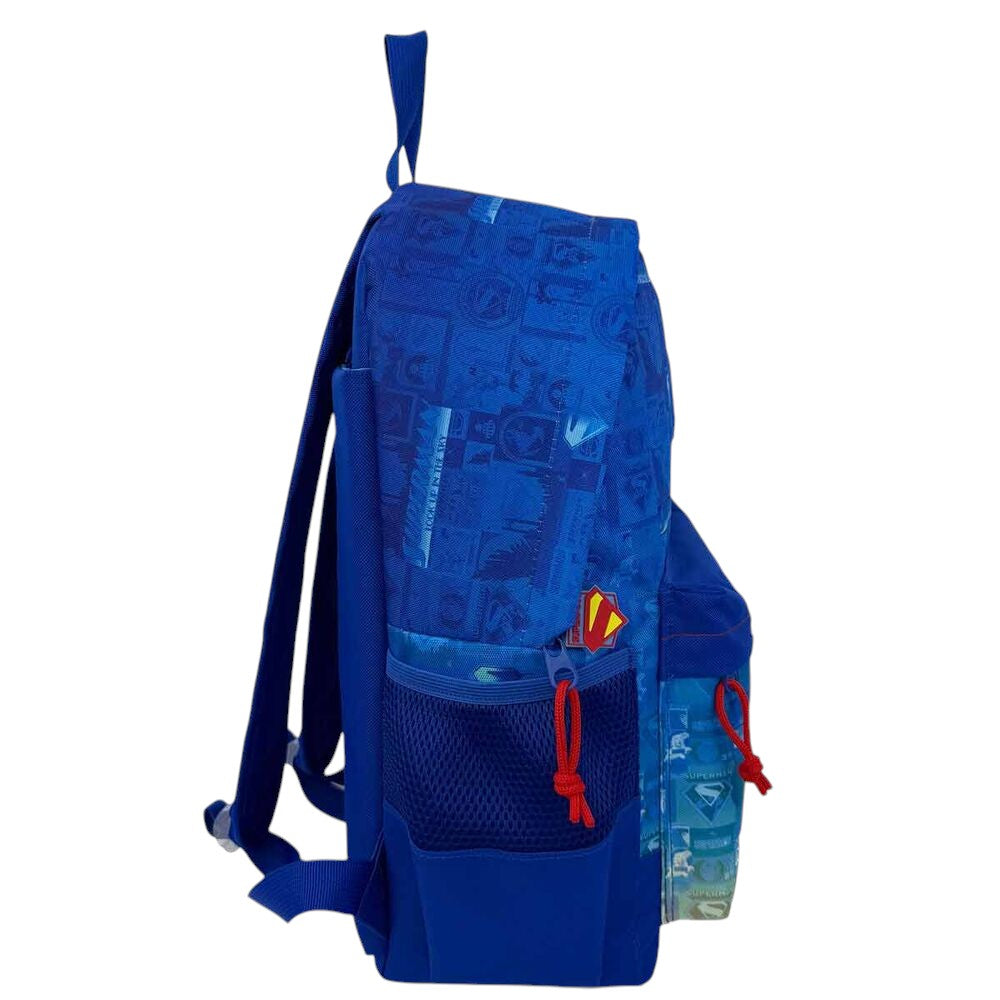 Mochila Superman DC Comics 40cm Adaptable | Poliéster Escolar Infantil | Ergonómica 2 Compartimentos