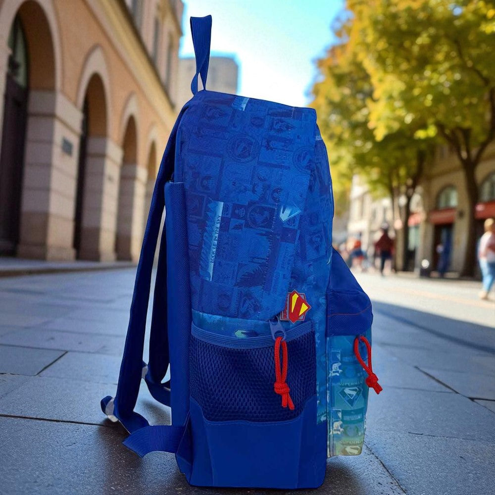 Mochila Superman DC Comics 40cm Adaptable | Poliéster Escolar Infantil | Ergonómica 2 Compartimentos