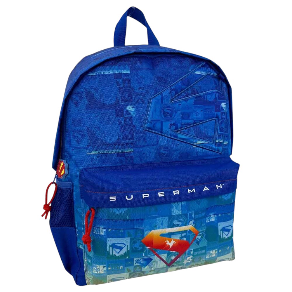 Mochila Superman DC Comics 40cm Adaptable | Poliéster Escolar Infantil | Ergonómica 2 Compartimentos