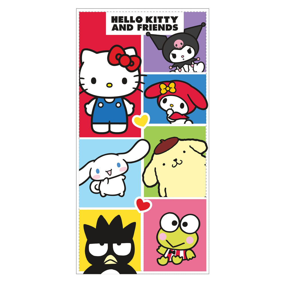 Toalla Hello Kitty Friends Viñetas Microfibra 70x140cm – Secado Rápido Oficial