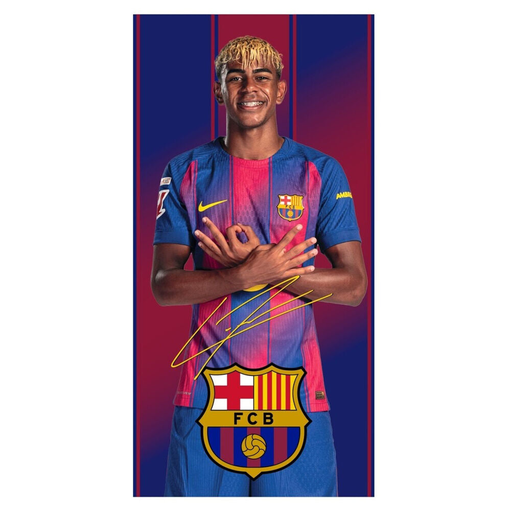 Toalla Lamine Yamal F.C. Barcelona 70x140 cm Microfibra Firmada