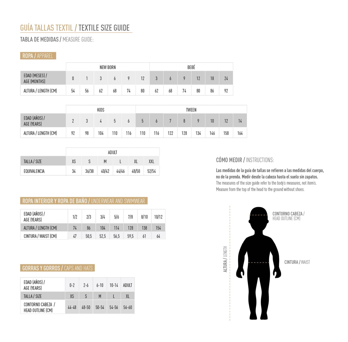 tallas niño
