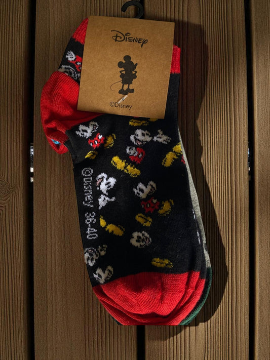 Pack 3 pares calcetines Mickey Mouse para mujer, algodón, talla 36-40