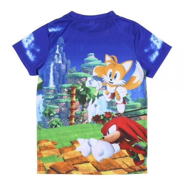 Camiseta niño infantil de Manga Corta Infantil Sonic Azul 12 Años - Marca Cerdá