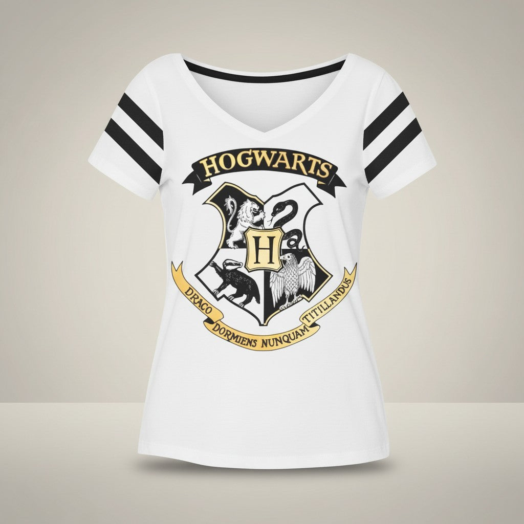 Samarreta Dona Harry Potter Escut Hogwars Logo Daurat 100% Cotó - regal per a dona