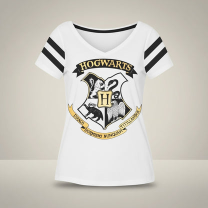 Samarreta Dona Harry Potter Escut Hogwars Logo Daurat 100% Cotó - regal per a dona
