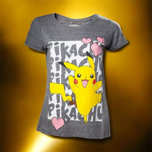 Pokémon Pikachu Love Bioworld Girl T-Shirt Size L 100% Cotton