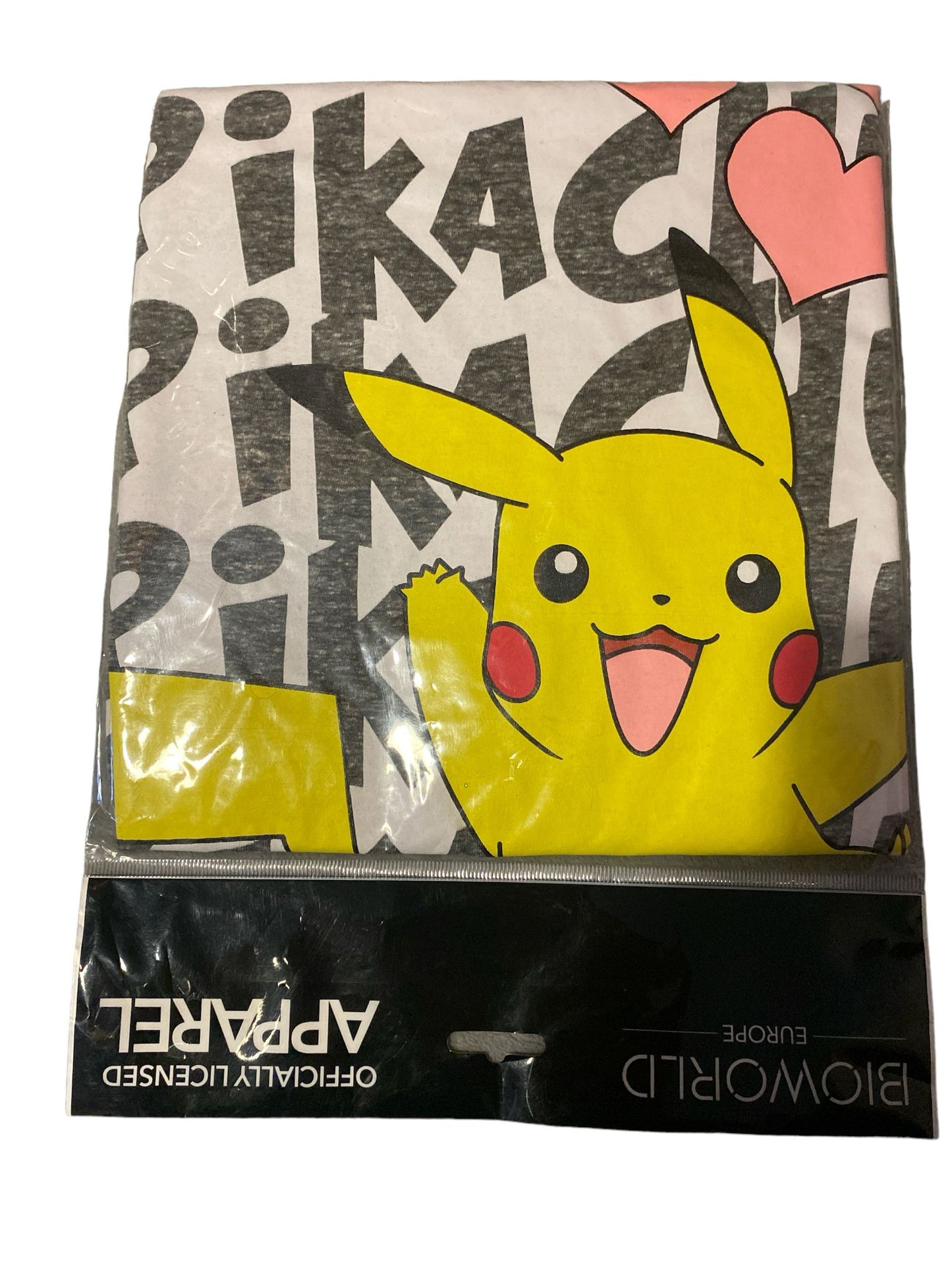 Pokémon Pikachu Love Bioworld Girl T-Shirt Size L 100% Cotton