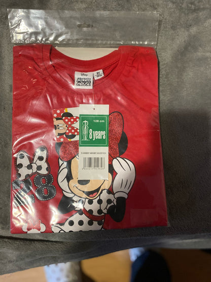 Camiseta niña Corta Minnie Mouse Niña 8 Años - Rojo - 100% Algodón Cerda Group - regalo