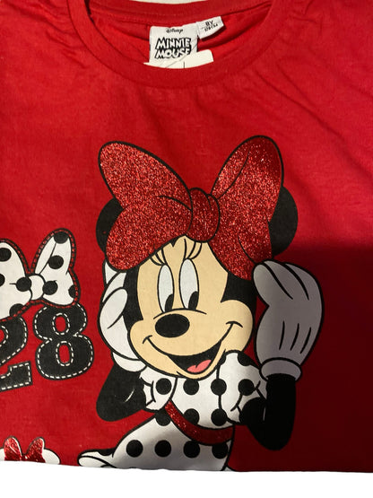 Minnie Mouse Short Girl T-Shirt Girl 8 Years - Red - 100% Cotton Cerda Group - Gift