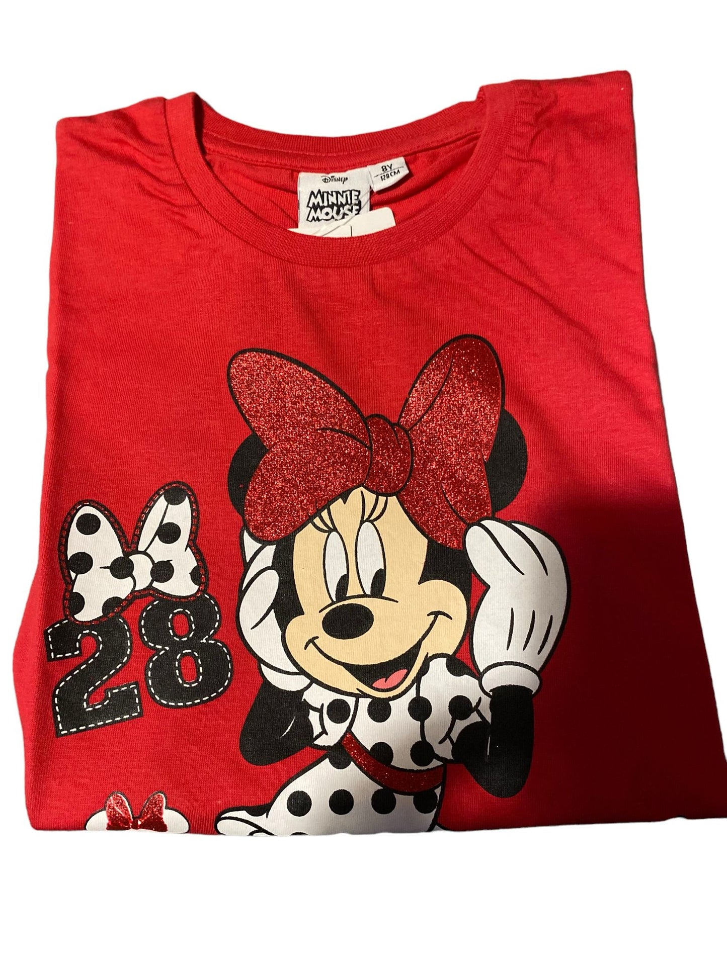 Minnie Mouse Short Girl T-Shirt Girl 8 Years - Red - 100% Cotton Cerda Group - Gift