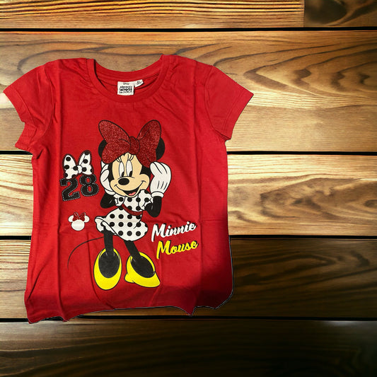 Minnie Mouse Short Girl T-Shirt Girl 8 Years - Red - 100% Cotton Cerda Group - Gift