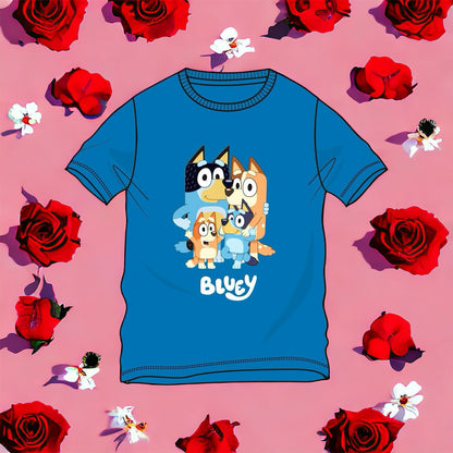 T-shirt pour enfants garçons Bluey Blue 100% coton - Tailles 3-8 ans - Jouets Moose de haute qualité - Cadeau pour garçon