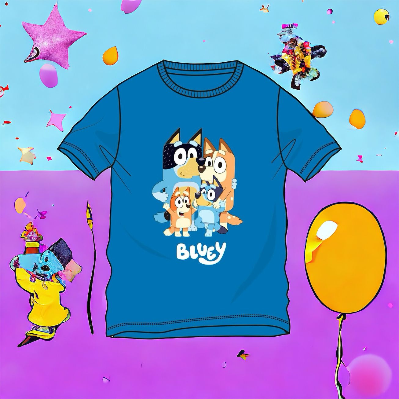 T-shirt pour enfants garçons Bluey Blue 100% coton - Tailles 3-8 ans - Jouets Moose de haute qualité - Cadeau pour garçon