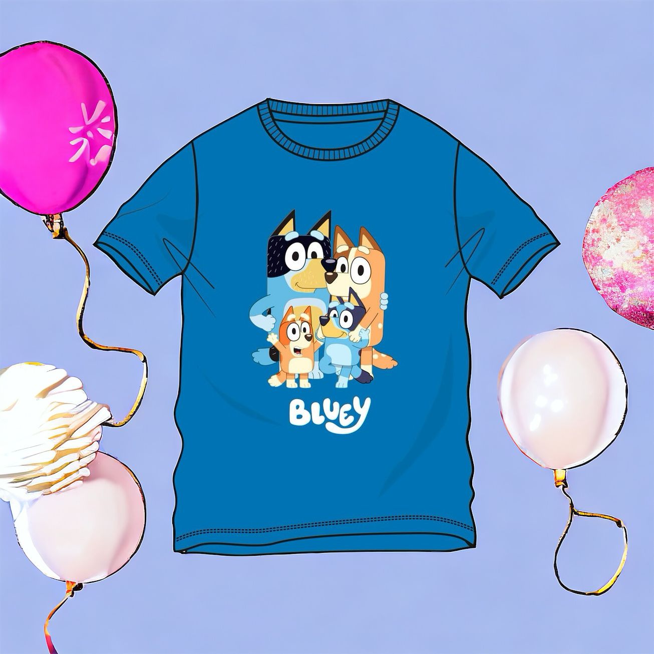 T-shirt pour enfants garçons Bluey Blue 100% coton - Tailles 3-8 ans - Jouets Moose de haute qualité - Cadeau pour garçon