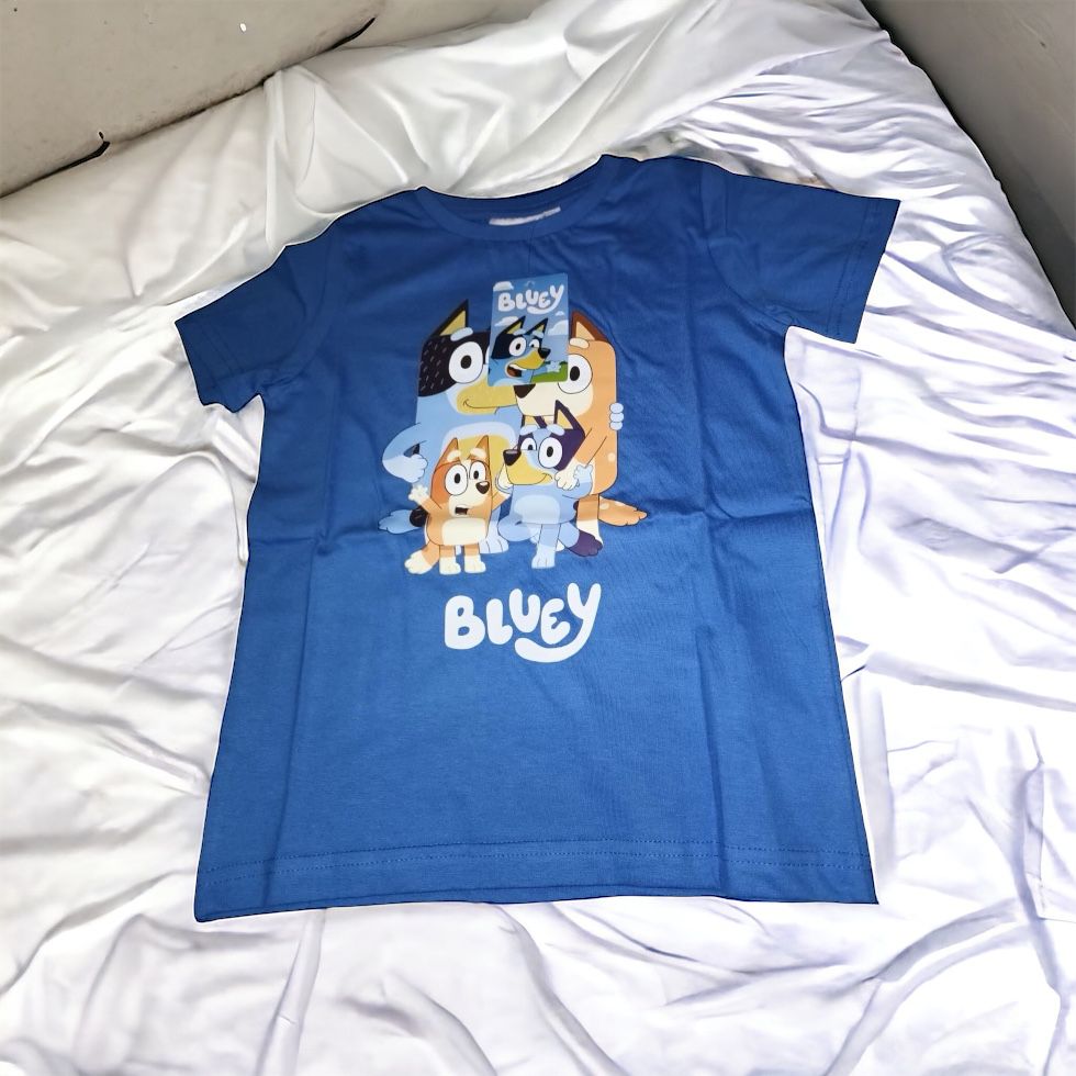 Camiseta infantil Niño y niña Bluey Azul 100% Algodón - Tallas 3-8 Años - Alta Calidad Moose Toys - regalo para niño