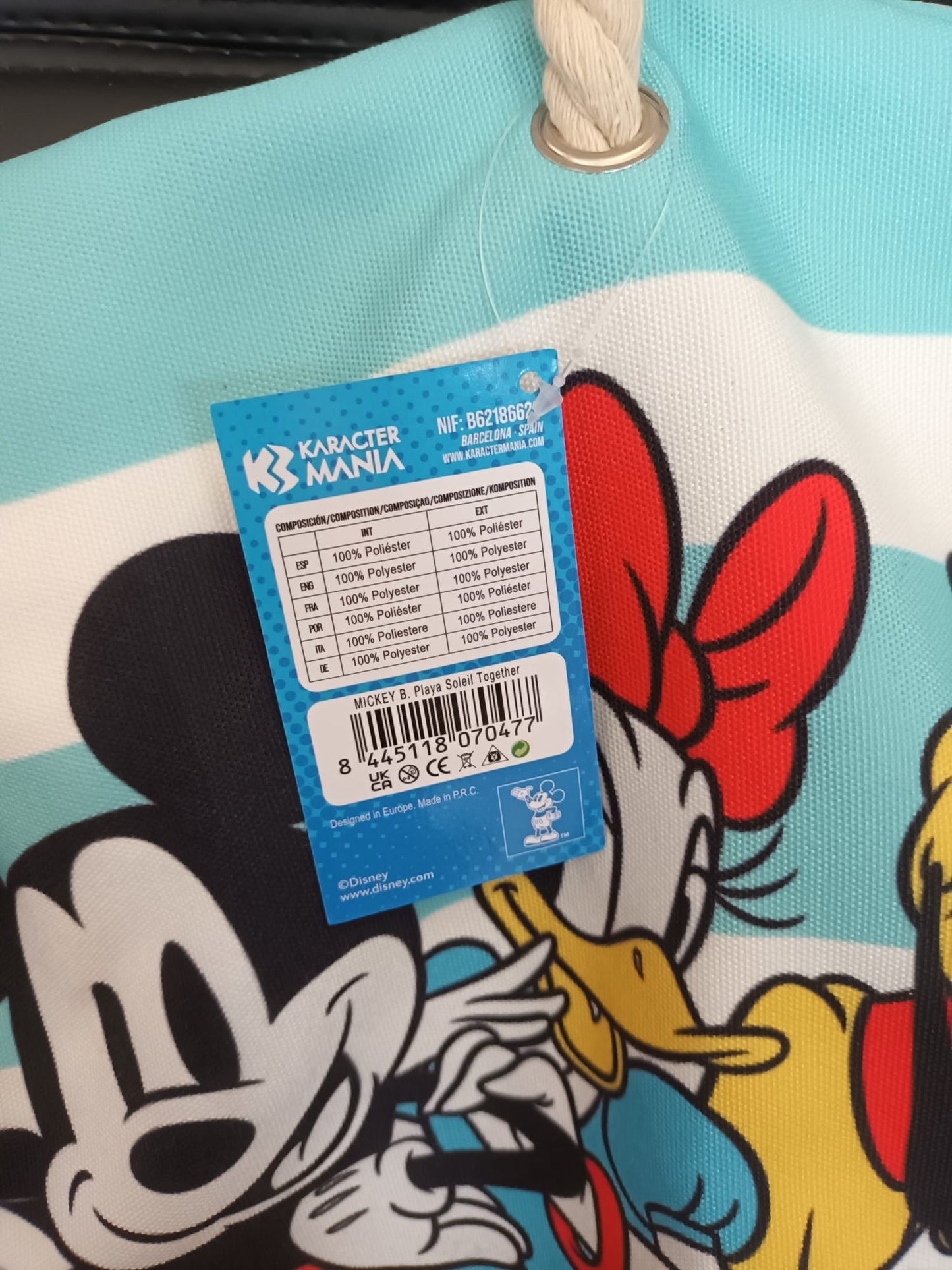 Bolsa de playa Mickey Mouse azul 37x52x17cm Karactermania - Ideal regalo para mujer