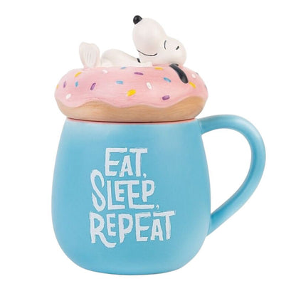 Taza 3D desayuno cafe Eat Sleep Repeat Snoopy 500ml regalo para mujer