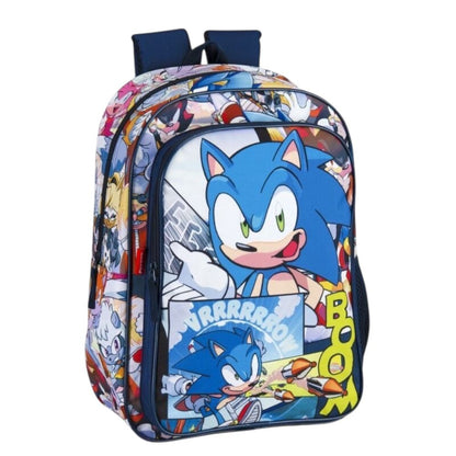 Mochila Sonic the Hedgehog. 43cm con refuerzo lumbar acolchado - Ideal regalo para  niña y niño