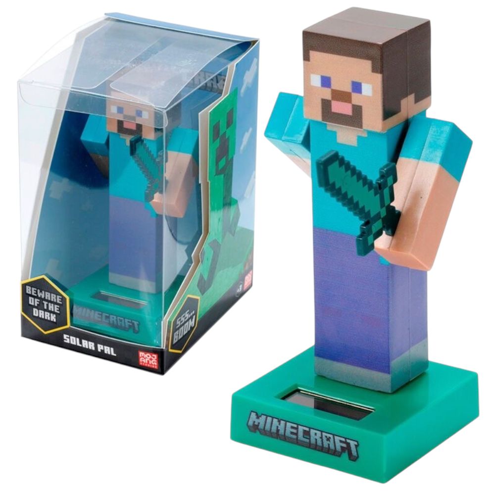 Muñeco Solar Steve Minecraft con Movimiento