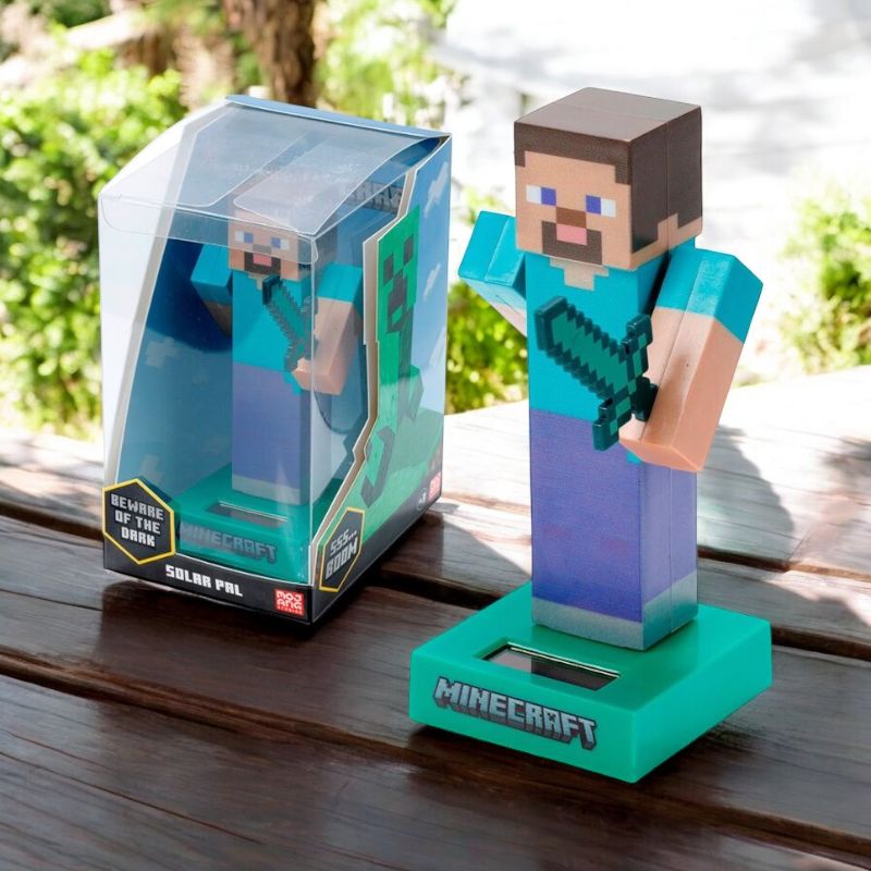 Muñeco Solar Steve Minecraft con Movimiento