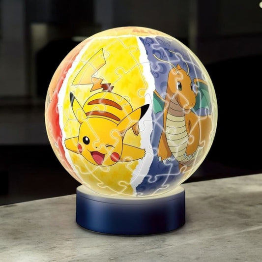 Puzzle 3D Luz Nocturna Pokémon 74 Piezas - Lámpara LED 15.9cm Pokeball Infantil
