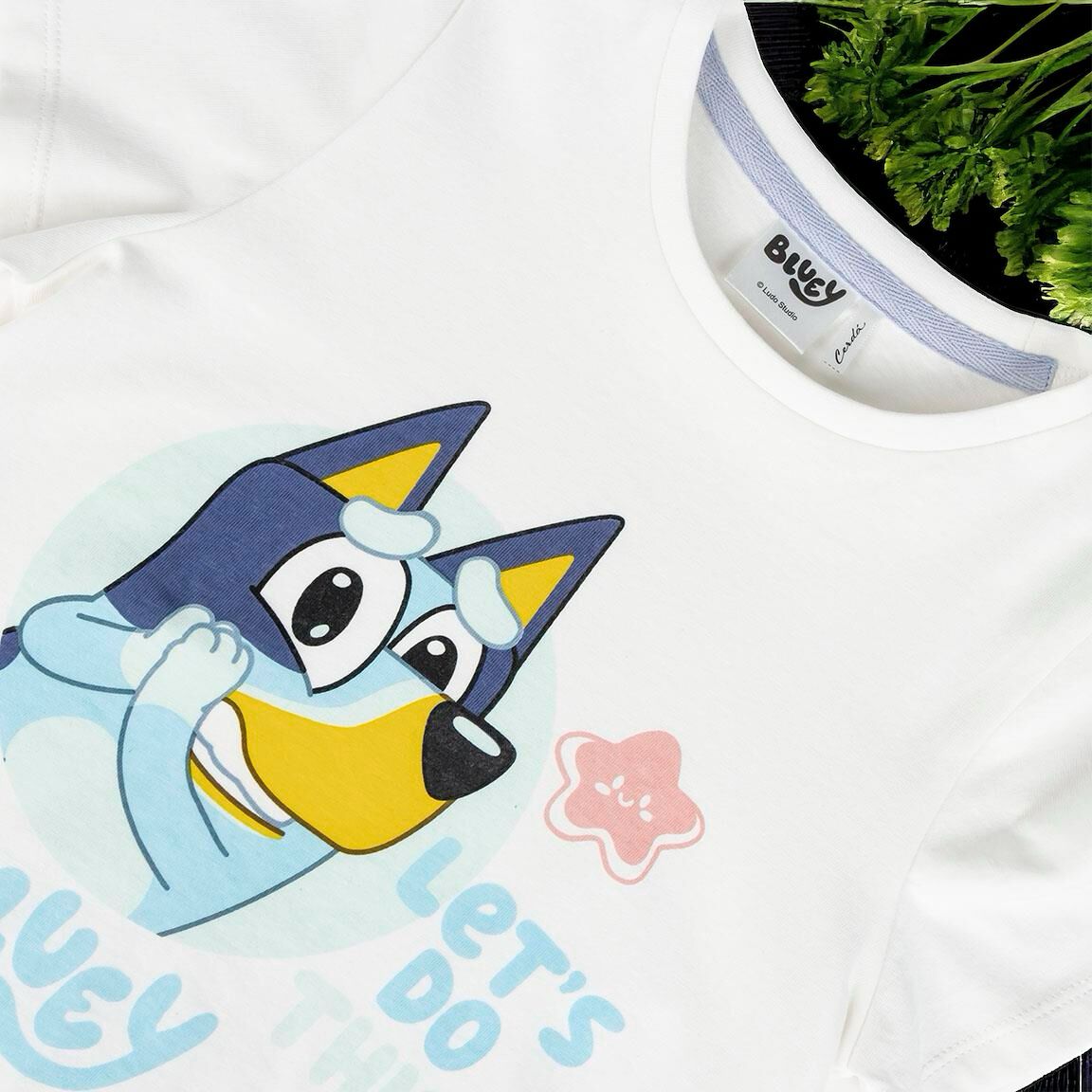 Camiseta  blanca Bluey para  niña y niño 100% algodón. regalo para niña y niño