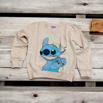 Pink children's sweatshirt for girls Stitch Disney 100% cotton. e plus m gifts for children