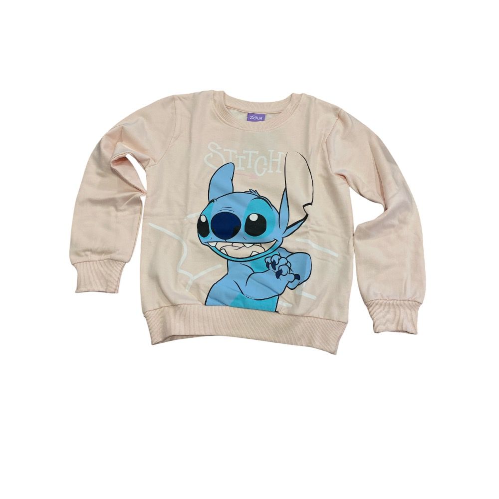 Pink children's sweatshirt for girls Stitch Disney 100% cotton. e plus m gifts for children