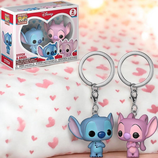 Porte-clés de collection Funko Pocket Pop Stitch et Angel