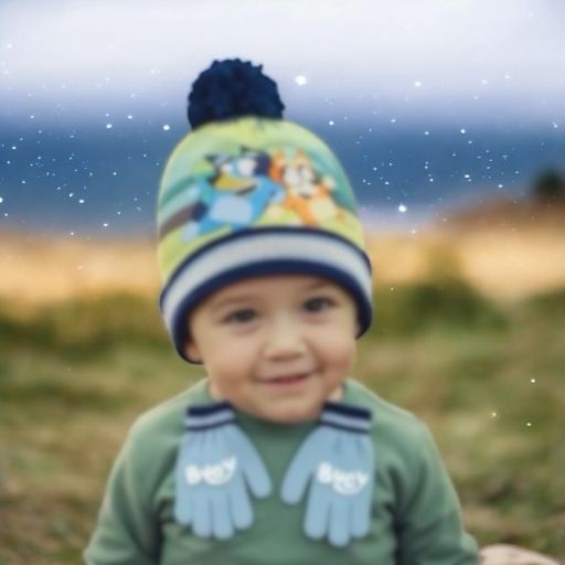 Gorro y guantes invierno niña y niño Bluey para niño 100% poliester regalo para niña y niño