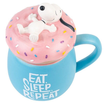 Taza 3D desayuno cafe Eat Sleep Repeat Snoopy 500ml regalo para mujer