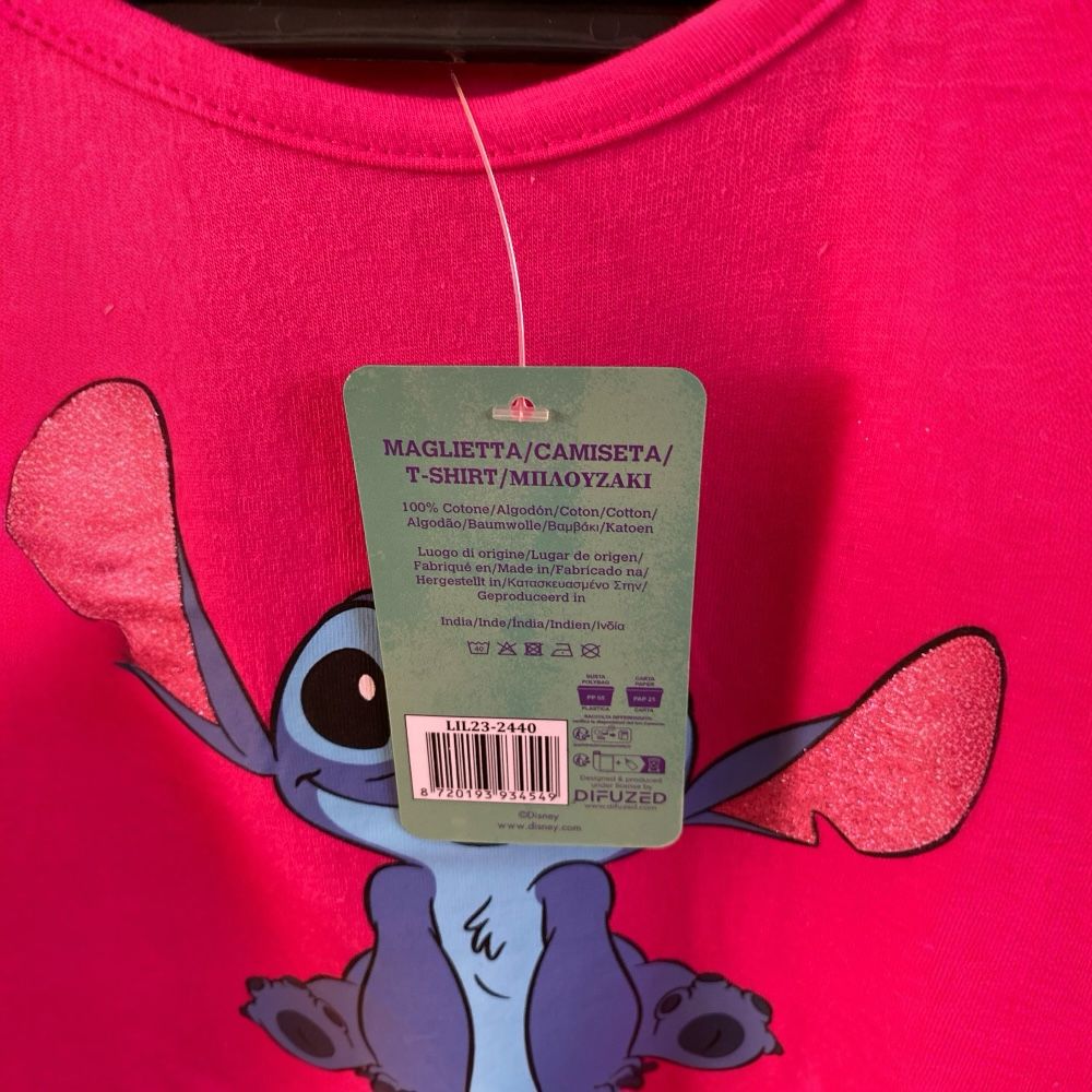 Camiseta manga larga fucsia licencias   Stitch  niña algodón 100%