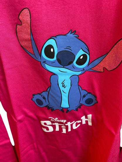 Camiseta manga larga fucsia licencias   Stitch  niña algodón 100%