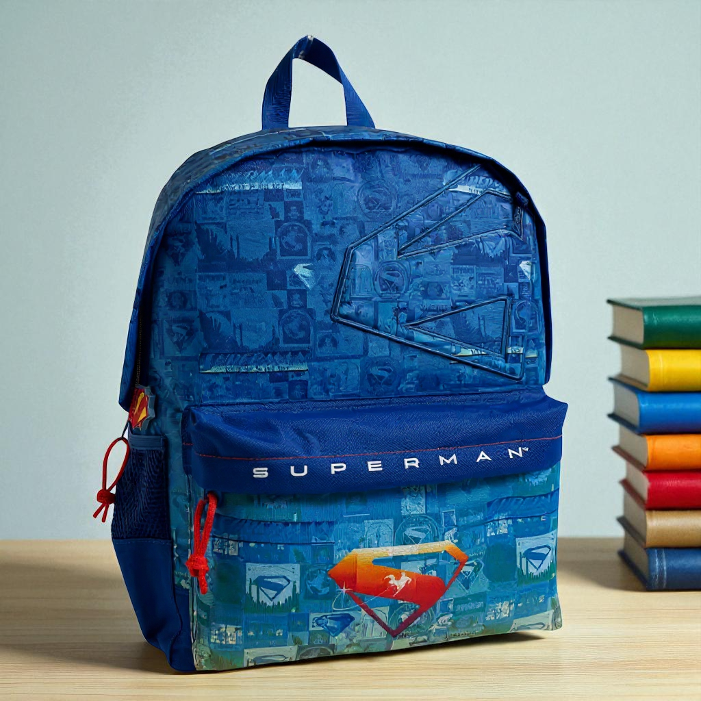 Mochila Superman DC Comics 40cm Adaptable | Poliéster Escolar Infantil | Ergonómica 2 Compartimentos