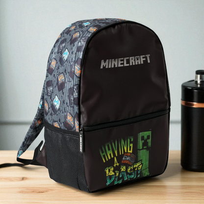 Mochila Minecraft Oficial Pixelada 40cm - Aventura Blocky Infinita | Resistencia Creeper