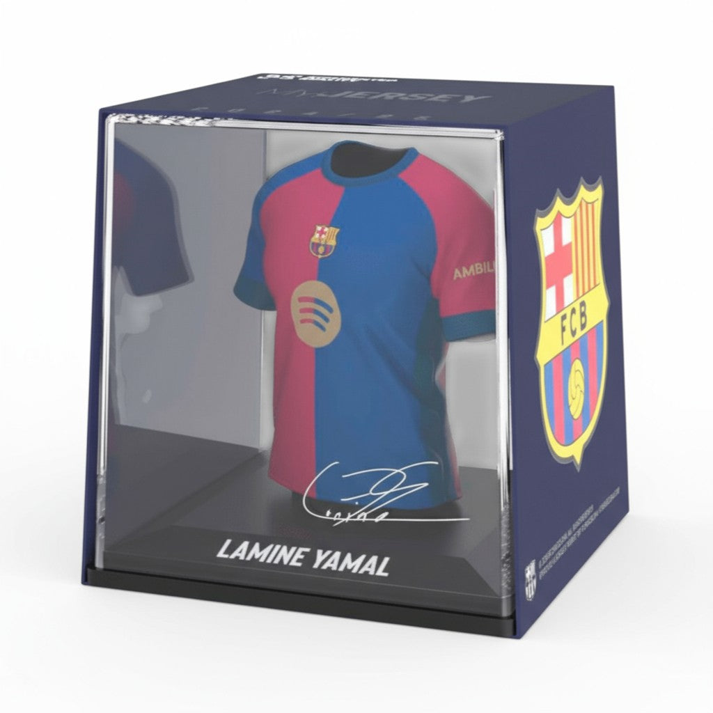 Mini Camiseta Lamine Yamal FC Barcelona 9.5 cm – Figura Oficial con Estuche, Edición Limitada