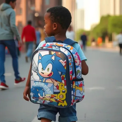 Mochila Sonic the Hedgehog. 43cm con refuerzo lumbar acolchado - Ideal regalo para  niña y niño