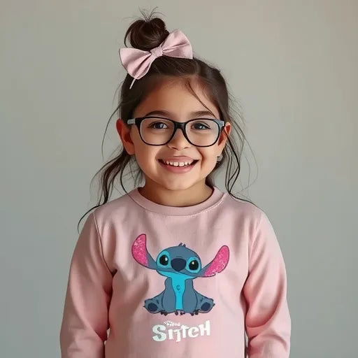 Camiseta manga larga rosa licencias   Stitch  niña algodón 100%