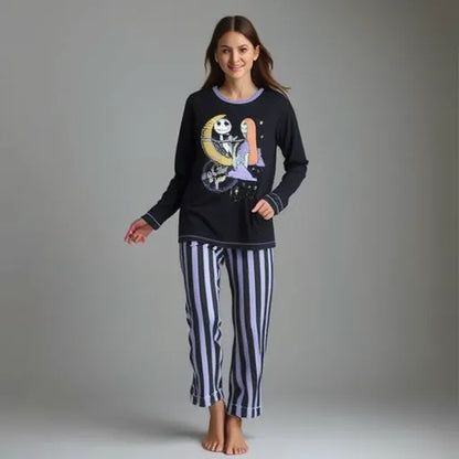 Pyjama L'Étrange Noël de Monsieur Jack pour femme, tailles du XS au XL, 100% coton sous licence, fabriqué par Cerda Group