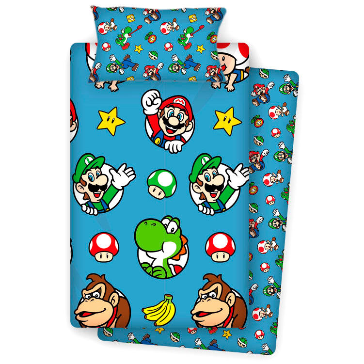 Juego de sábanas Super Mario Bros cama 90 – Algodón suave infantil