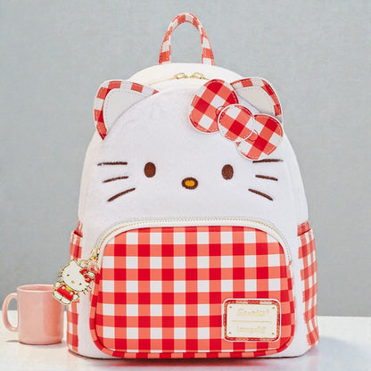 Mochila Mini Hello Kitty Sanrio X Loungefly – Gingham Roja y Blanca 28 cm | Licencia Oficial