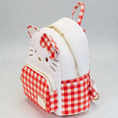 Mochila Mini Hello Kitty Sanrio X Loungefly – Gingham Roja y Blanca 28 cm | Licencia Oficial